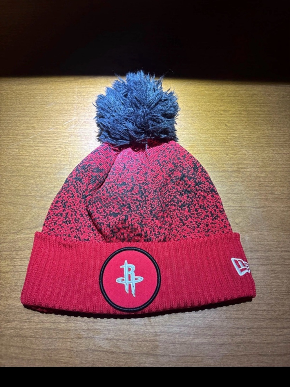 New Era Red and Gray Houston Rockets Pom Beanie